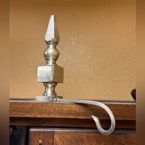 Silver Plate Finial with Hook Garden Plant Christmas Stocking Towel Holder Hang